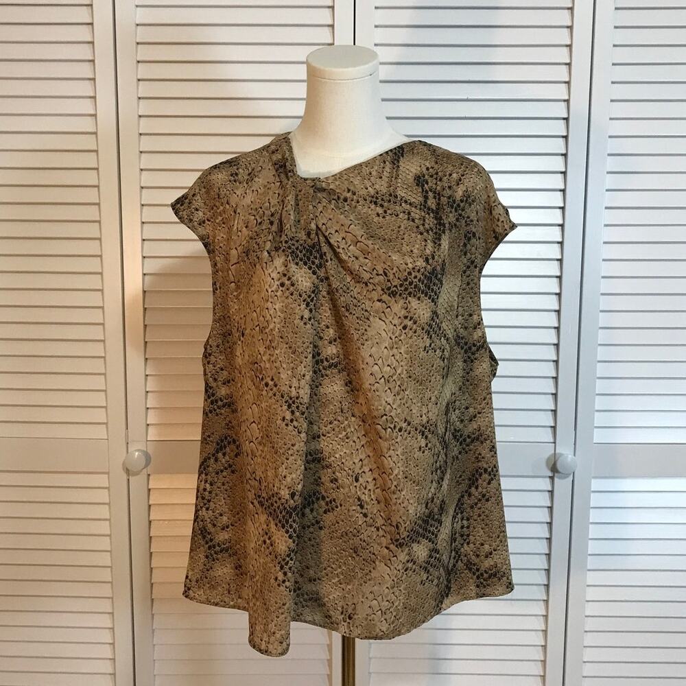 Worthington Whimsigoth Snakeskin Print Sleeveless Relaxed Career Blouse 2X